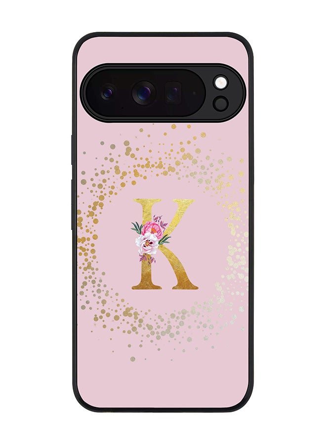Stylizedd For Google Pixel 10 Pro XL Case,Slim fit Camera Protection, Shockproof Thin Phone cover  - Custom Monogram Floral - K  (Pink ) - Image 1